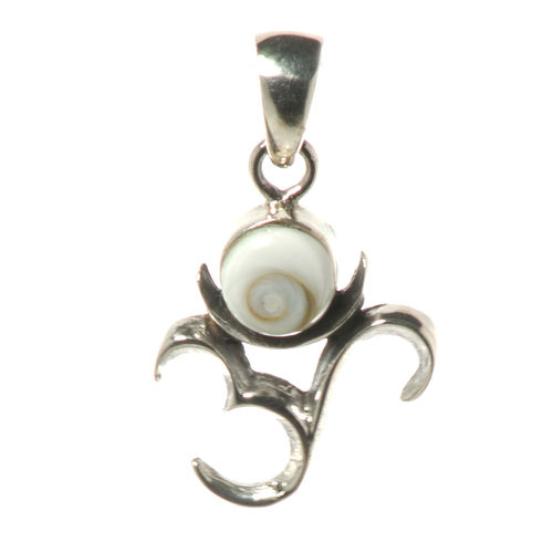 Silber Anhänger Om mit Shiva Auge, 3,2 cm oder 3,7 cm