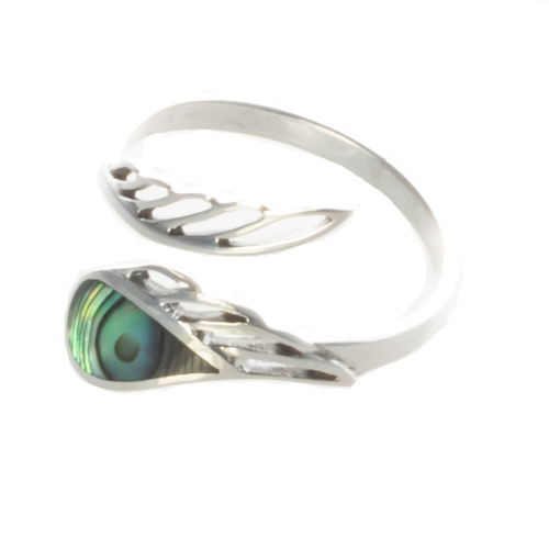 Silber Ring Engelsflügel mit Abalone verstellbar