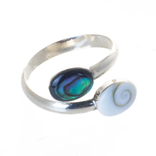 Silber Ring mit Abalone und Shiva Auge